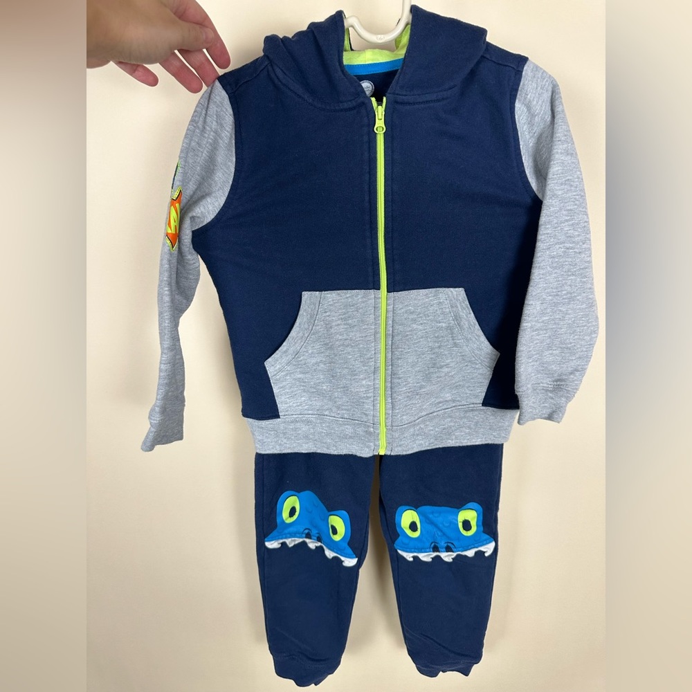 Wonder Nation Sweatpants Sweatshirt Set, dinosaur monster, size 4T